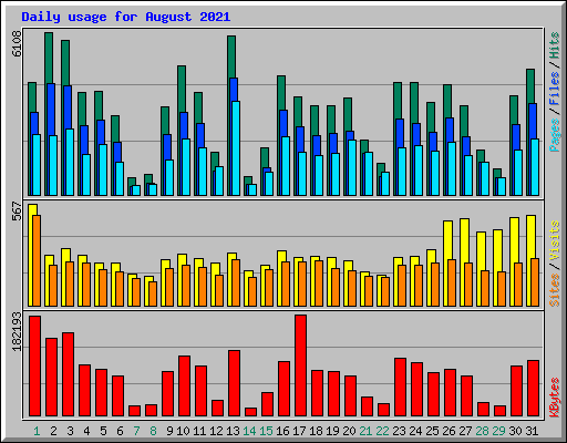 Daily usage for August 2021