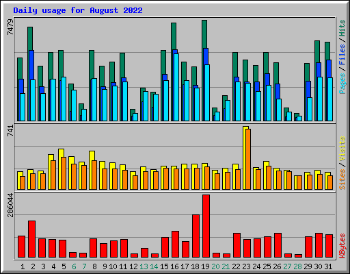 Daily usage for August 2022